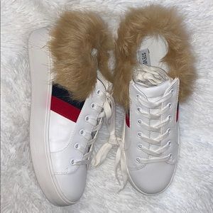 Steve Madden White Sneakers with Fur